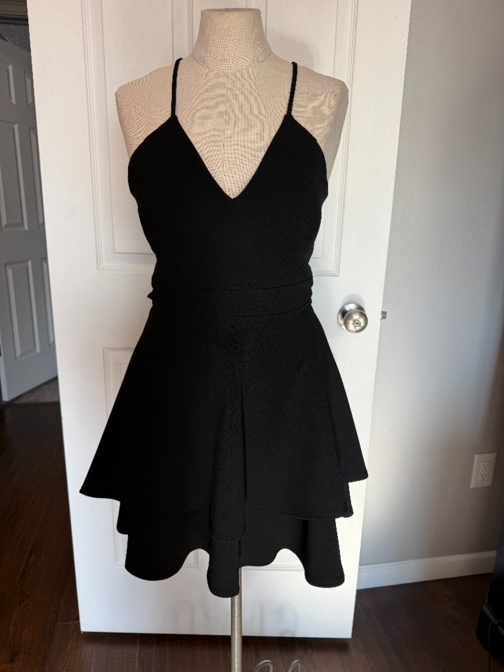 B. Darlin Black Lace Back Skater Dress 5/6 Y2K Style